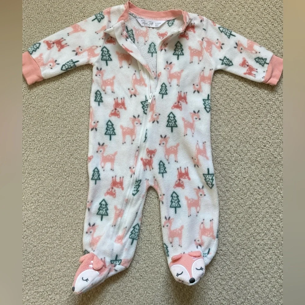Baby girl 0-3 footed pajamas fleece bundle